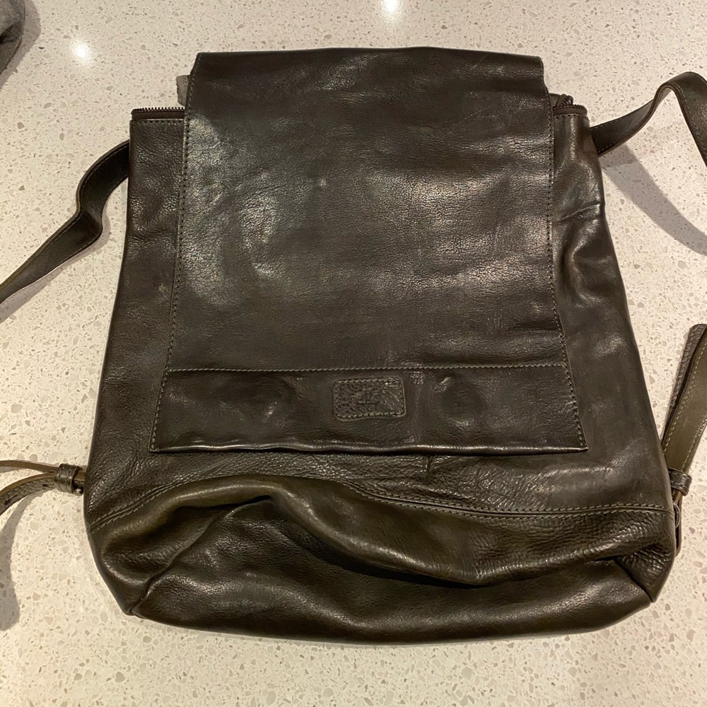 NWT Elk brand leather backpack. Dark olive green.